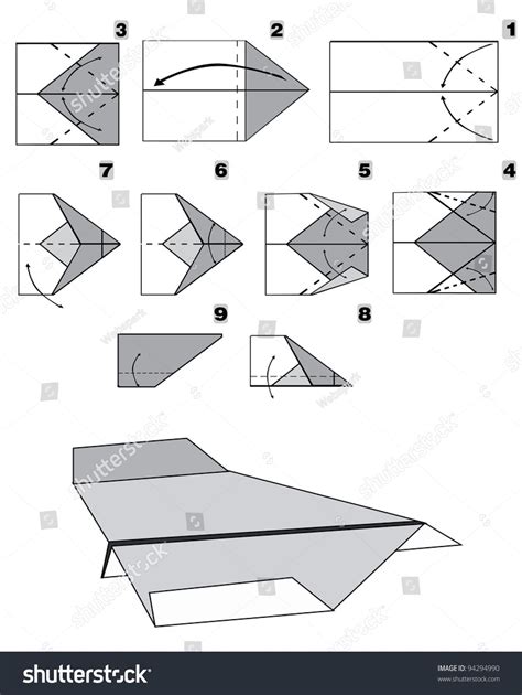 Paper Plane Tutorial Step By Step Stock Vector Royalty Free 94294990