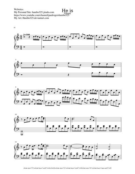 Ghost He Is Sheet Music For Piano Solo