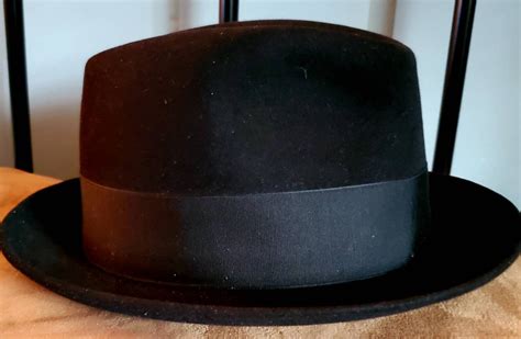 Vintage John B Stetson Black Wool Fur Felt Fedora Hat Size 6 Etsy