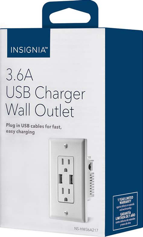 Best Buy Insignia 36a Usb Charger Wall Outlet White Ns Hw36a217