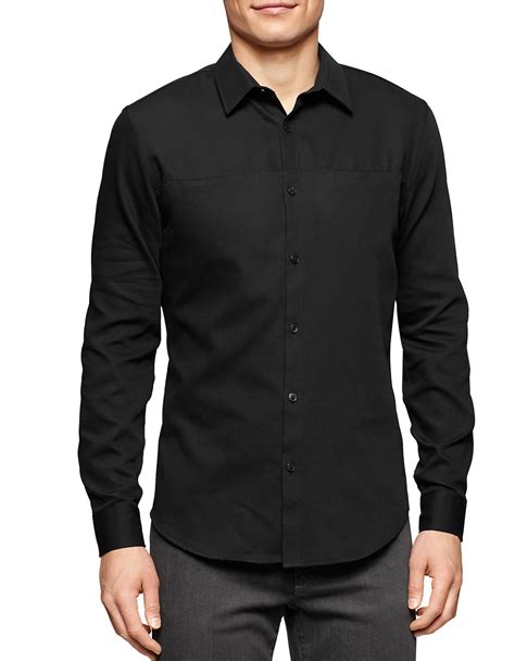 Lyst Calvin Klein Long Sleeve Button Down Shirt In Black For Men