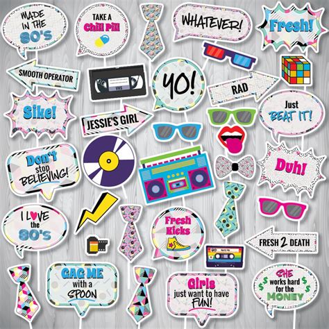 80s Party Printable Photo Booth Props 80s Photo Booth Props Nstant