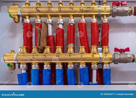 Water Pipes Of Central Heating System Stock Image Image Of Interior
