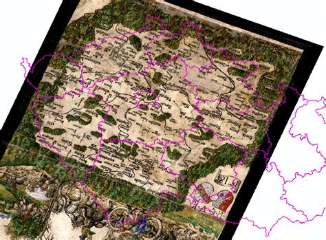 Klaudyan S Map Of Bohemia 1518 Georeferenced And Superimposed With Download Scientific