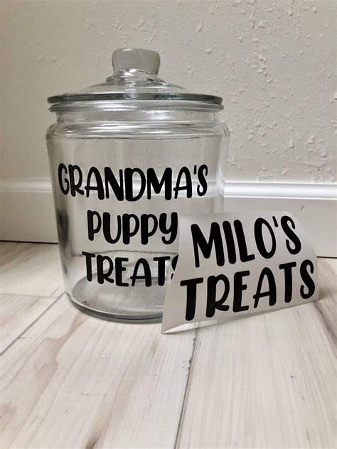 Dog Treat Jar Decal Personalized Dog Accessory Puppy Treat Etsy