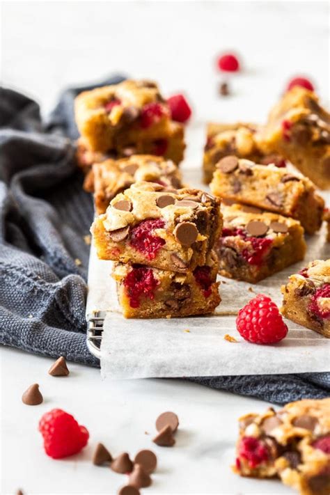 Raspberry Chocolate Chip Blondies Video 1 Bowl And Super Easy