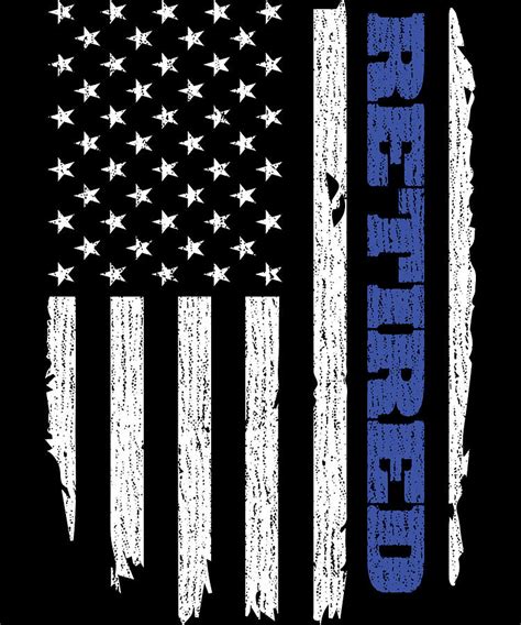 Retired Police Thin Blue Line American Flag Usa Digital Art By Michael S