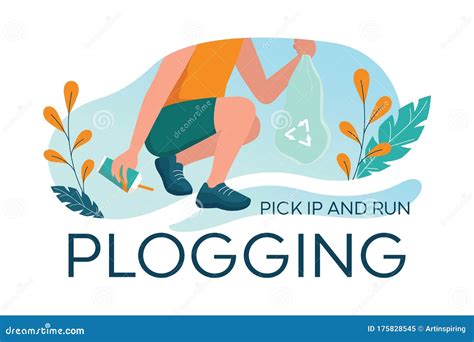 Plogging Poster Active Sports With Care For Environment Jogging With