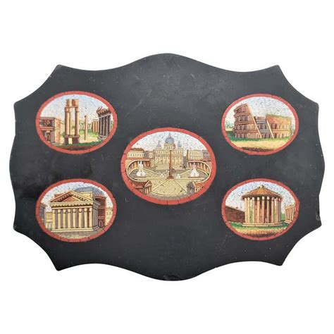 Grand Tour Micro Mosaic Paperweight Depicting 5 Ancient Roman Monuments