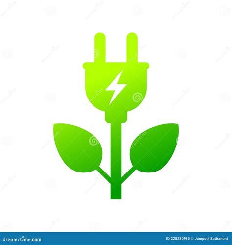 Planta De Enchufe Eléctrico Verde Y Forma De Hoja De Energía Renovable