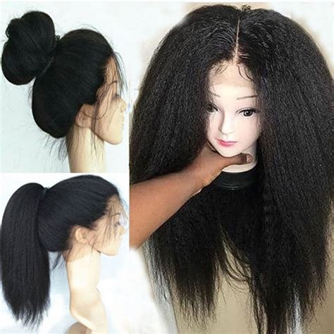 Black layered wavy 14 real human hair. Preplucked Malaysian 360 Full Lace Frontal Kinky Straight ...