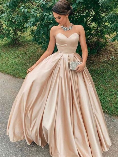 Simple Champagne Satin Long Prom Dress Champagne Long Evening Dress