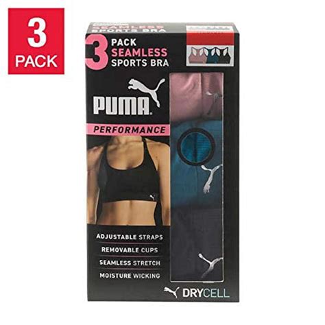 Puma Puma Women Sports Bra 3 Pack Pinkblueblack Large Walmart