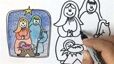 How To Draw Baby Jesus Mary And Joseph For Christmas Baby Drawing