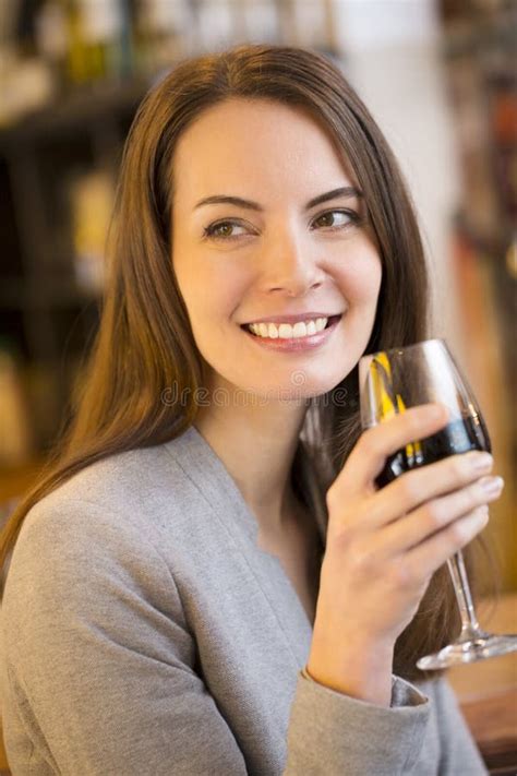 Portrait Of Pretty Young Woman Drinking Red Wine I Stock Image Image