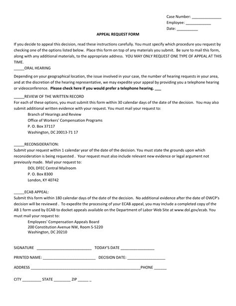 Owcp Appeal Request Form Fill Out Sign Online And Download Pdf