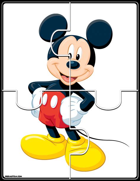 Fun educational online puzzles adaptable from 6 to hundreds of pieces. FREE! Printable Mickey & Friends Puzzles - preKautism.com