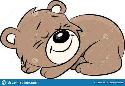 Cartoon Teddy Bear Sleeping On The Ground Vector Illustration For