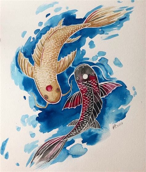 Koi Fish Art Ink Illustration Koi Fish Drawing Japanese Etsy Canada