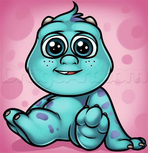 How To Draw Baby Sulley Step By Step Disney Characters Cartoons