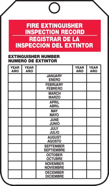 Visually inspect all extinguishers monthly. Fire Extinguisher Inspection Record OSHA Fire Inspection Tags SBTRS217