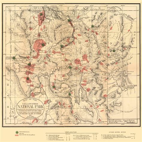 20 X 20 Poster Map Of Yellowstone And Surrounding Areas Etsy