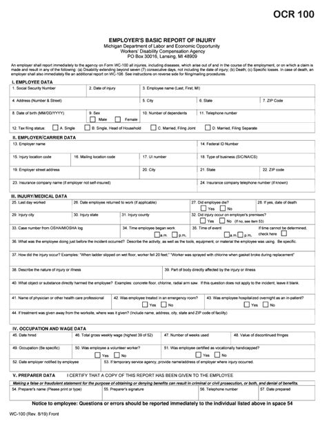 27555 farmington rd, farmington hills, mi 48334. 2019-2021 Form MI WC-100 Fill Online, Printable, Fillable ...