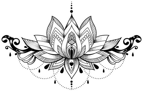 Dessin Lotus Mandala Dessin De Tatouage Fleur Mandala En Couleur Avec