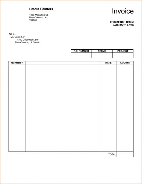 Blank Billing Invoice Scope Of Work Template Organization Free