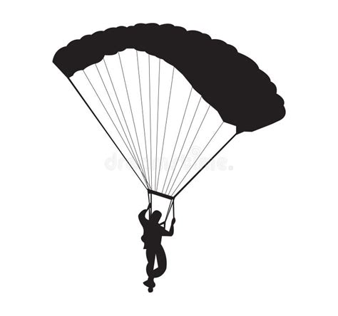 Man Parachuting Silhouette Isolated On White Stock Vector