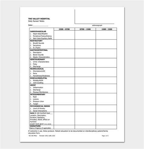 12 Free Nursing Notes Examples And Templates