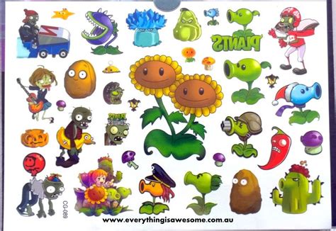 Everything Is Awesome Plants Vs Zombies Temporary Tattoo