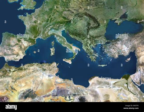 Area Mediterranea True Color Immagine Satellitare Mare Mediterraneo