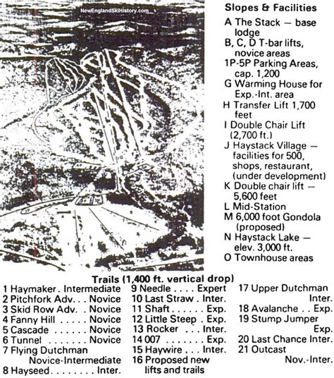 Early 1970s Haystack Trail Map New England Ski Map Database