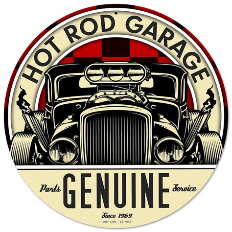 Pasttime Signs Vintage Hot Rod Garage Genuine Parts And Service Metal