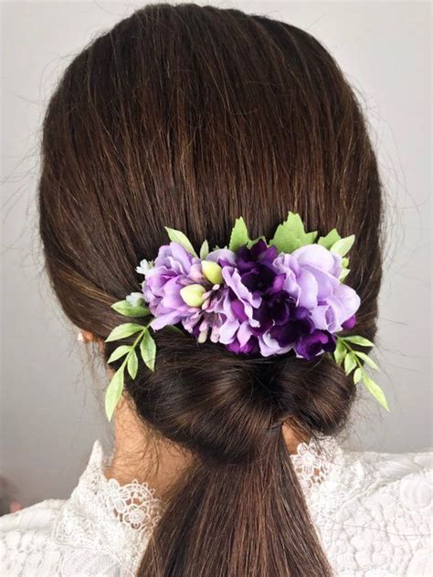 Lavender Flower Comb Hair Comb Wedding Bride Bridesmaid Etsy Bride