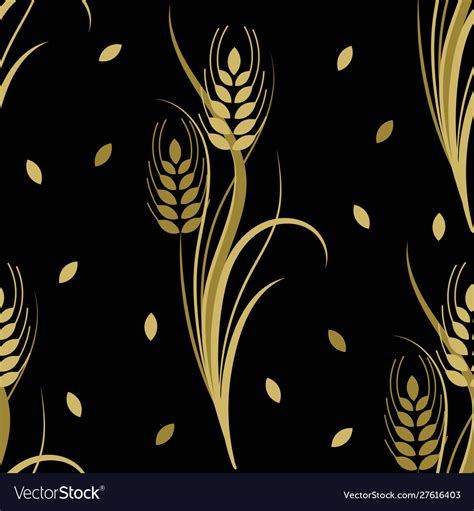 Seamless Pattern With Gold Wheat Spikelets Vector Image