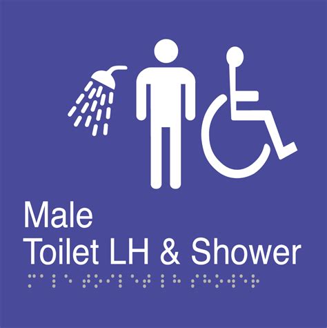 Male Shower Disabled Left Hand Braille Sign Bcm Signs
