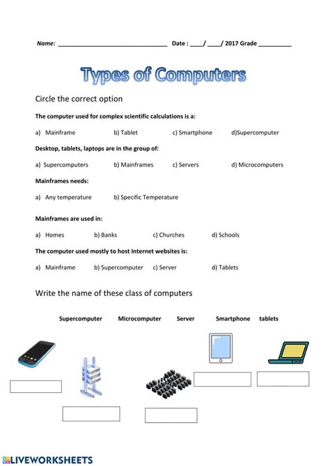Types Of Computers Interactive Worksheet Punctuation Worksheets Fun