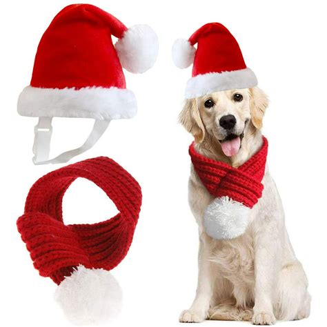 Christmas Pet Santa Hat Scarf For Cats Dogs Puppies Xmas Decoration