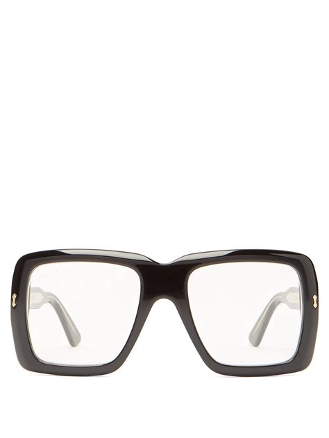 gucci oversized square frame acetate glasses in black for men lyst