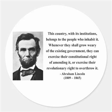 Abraham Lincoln Quote 9b Classic Round Sticker Zazzle