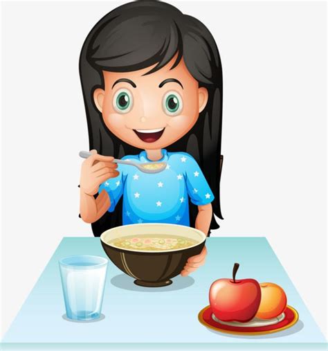 His lunch consisted of a plate of potatoes with meat, an apple, ice cream, a hamburger and cheese. فتاة تناول الإفطار, أبل, العصيدة, كأس PNG وملف PSD للتحميل ...