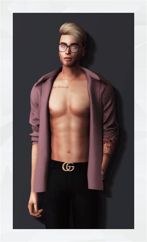 Open Shirt Ii By Gorilla X3 Sims 4 Male Clothes Sims 4 Men Clothing