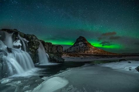 Northern Light Aurora Borealis At Kirkjufell In Iceland Kirkjufell