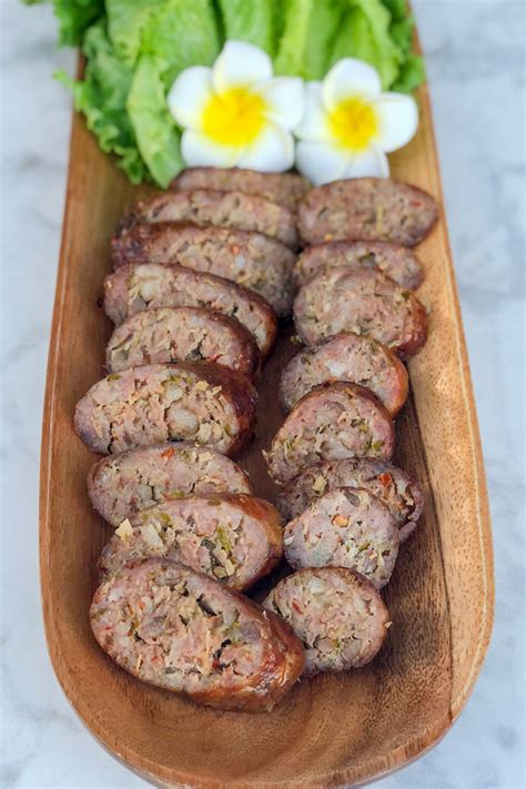 Healthy, flavorful & great for a picnic or lunch box. Spicy Lao Sausage - ໄສ້ອົ່ວ | Jenuine Cuisine | Spicy Lao ...