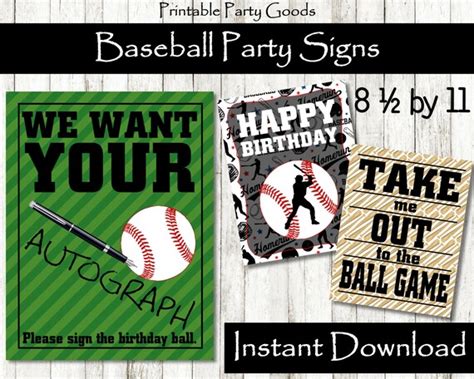 Baseball Party Signs Table Signs Baseball Party Decoration