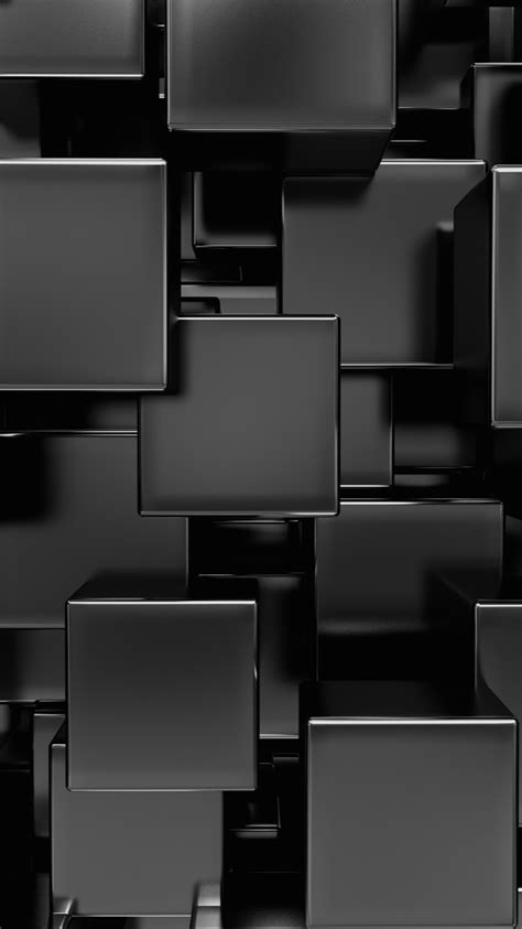 Shiny Black Squares Abstract Wallpaper Papel De Parede