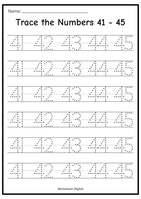 Printable Numbers 1 50 Tracing Worksheets For Preschool Etsy
