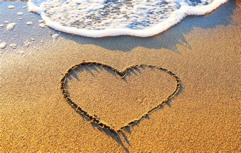 Wallpaper Sand Beach Love Heart Love Beach Sea Heart Romantic